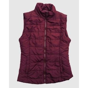 Aeropostale Quilted Puffer Vest Womens XS Burgundy Full Zip Pocket Hiking Camp